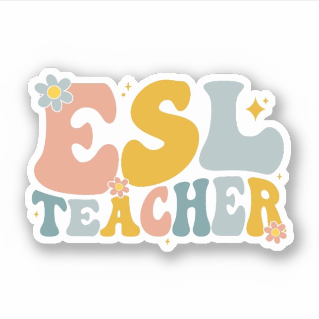 Retro Groovy ESL Teacher Appreciation Gift (Front)