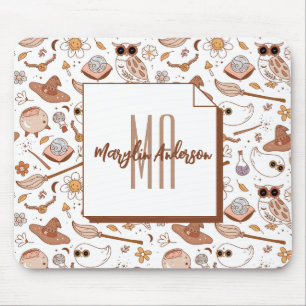 RETRO GROOVY FALL MONOGRAM HALLOWEEN MOUSE MAT