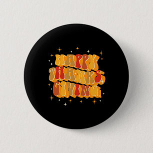 Retro Groovy Fall Thankful Vibes Happy Thanksgivin 6 Cm Round Badge