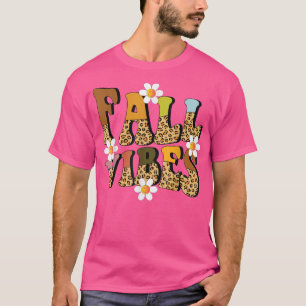 Retro Groovy Fall Vibes Leopard Pumpkin Autumn Tha T-Shirt