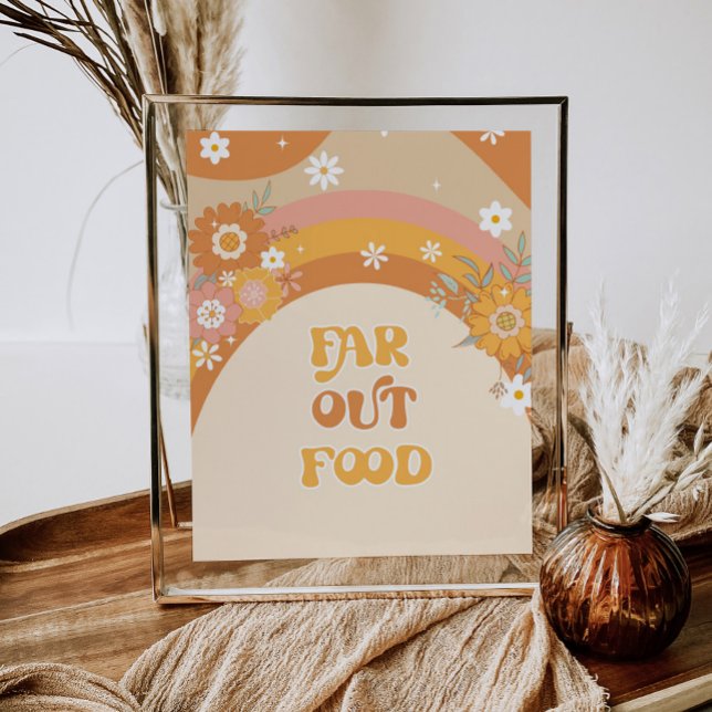 Retro groovy far out food birthday poster (Creator Uploaded)