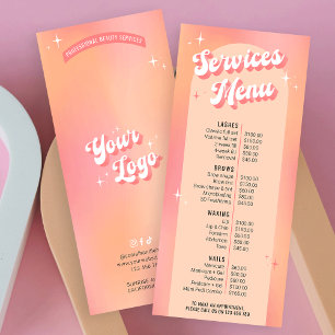 Retro Groovy Feminine Pink Salon Price List Menu