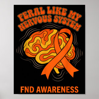 Retro Groovy Feral Nervous System FND Awareness Poster