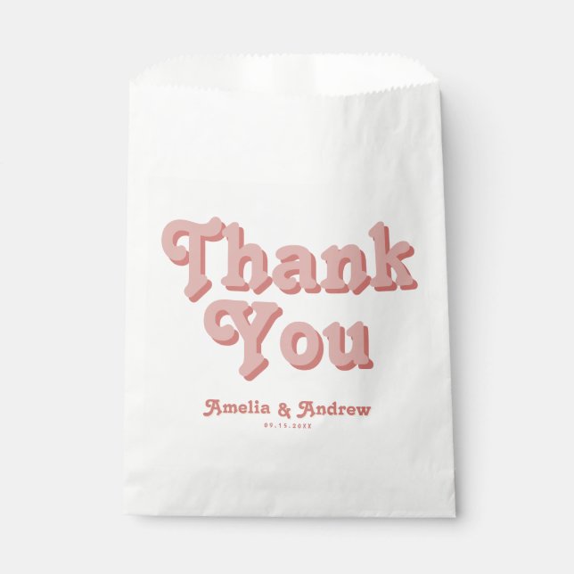 Retro Groovy Floral 1970s Bold Wedding Favour Bags (Front)