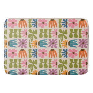 Retro Groovy Floral  Bath Mat