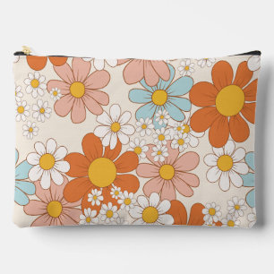 Retro Groovy Floral Daisy Seamless Pattern Accessory Pouch
