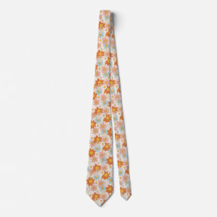 Retro Groovy Floral Daisy Seamless Pattern Tie