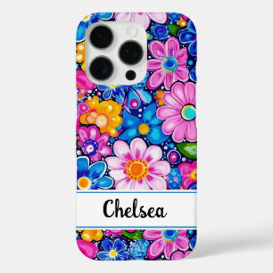 Retro Groovy Floral Personalised iPhone 16 Pro Case