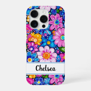 Retro Groovy Floral Personalised iPhone 16 Pro Case