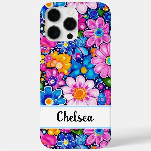 Retro Groovy Floral Personalized Case-Mate iPhone Case (Back)