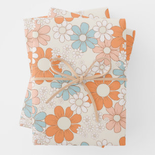 Retro Groovy Floral Power Gift Wrap Paper