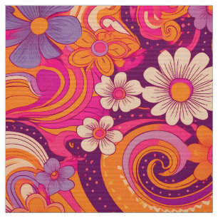retro Groovy flowers Fabric