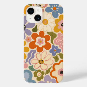 Retro Groovy Flowers Hearts Peace Signs Case-Mate iPhone 14 Case