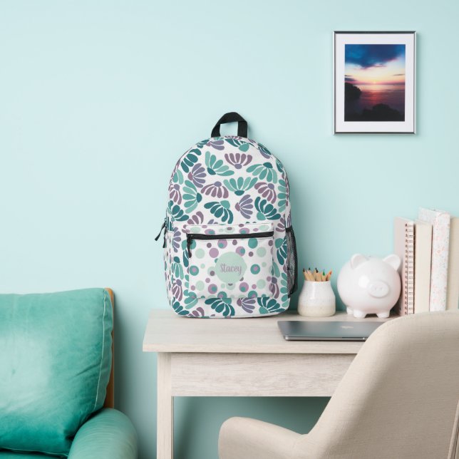 Retro Groovy Flowers Personalised Printed Backpack (Insitu)