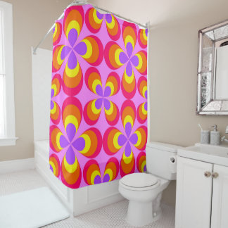 Retro Groovy Flowers Shower Curtain