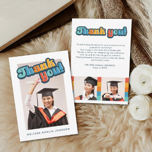 Retro groovy font Graduation 3 photo thank you
