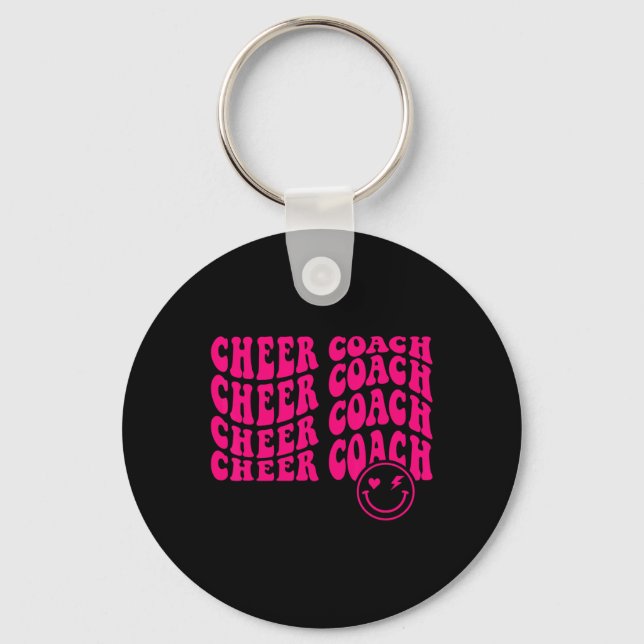 Retro Groovy For Cheer Coach Cheerleading Apprecia Key Ring (Front)