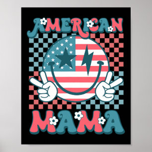 Retro Groovy Fourth 4th Of July Smile For Mum Amer Poster
