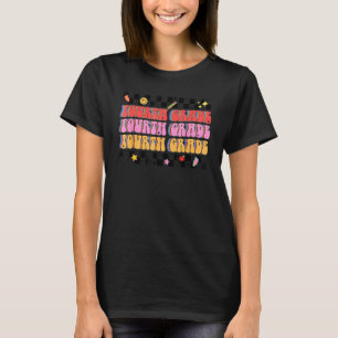 Retro Groovy Fourth Grade 4th Grade Teacher Back T T-Shirt
