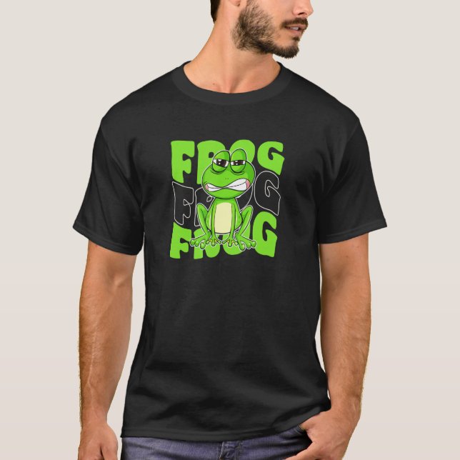 Retro Groovy Frog Animals T-Shirt (Front)