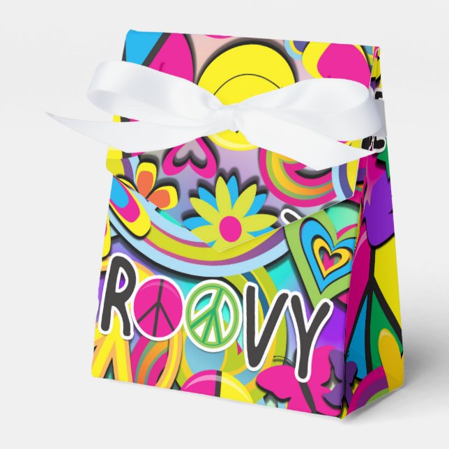 Retro Groovy FUN 60's Sixties Love Birthday Party Favour Box (Front Side)