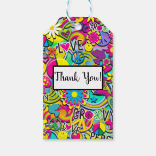 Retro Groovy FUN 60's Sixties Love Birthday Party Gift Tags