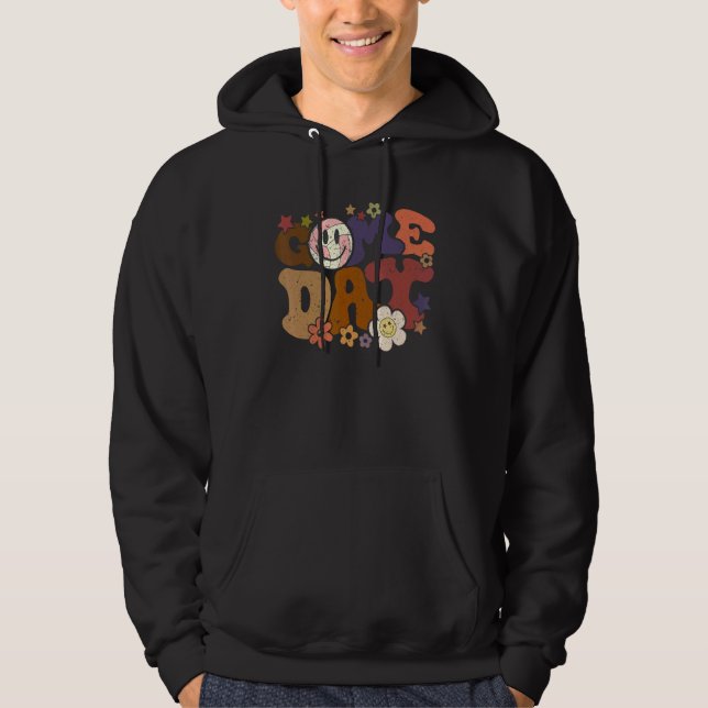 Retro groovy Game Day Volleyball season Volleyball Hoodie (Front)
