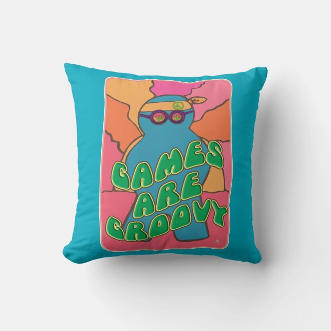 Retro Groovy Gamer Cool Board Game Design Cushion (Front)
