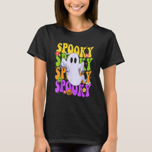 Retro Groovy Ghost Halloween Costume Spooky Vibes T-Shirt