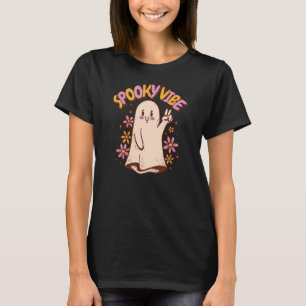 Retro Groovy Ghost Halloween Costume Spooky Vibes T-Shirt