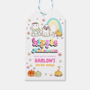 Retro Groovy Ghost Hippie Halloween Birthday Gift Tags