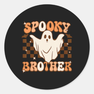 Retro Groovy Ghost Spooky Brother Costume Matching Classic Round Sticker