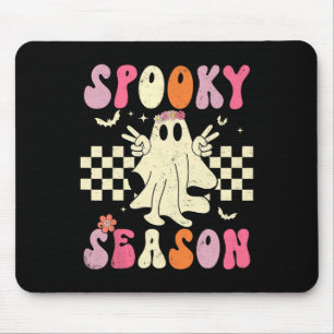 Retro Groovy Ghost Spooky Season Ghost Boo Hallowe Mouse Mat