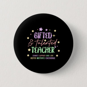 Retro Groovy Gifted And Talented Teacher Back To S 6 Cm Round Badge