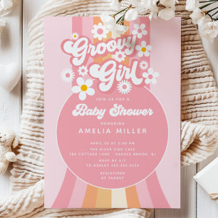 Retro Groovy Girl Baby Shower Invitation