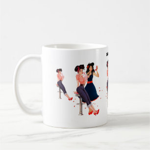 Retro groovy girls, glamorous girls coffee mug