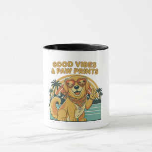 Retro Groovy Golden Retriever Dog Peace & Love Mug