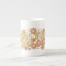Retro Groovy Good Vibes Only Wavy Typography Art