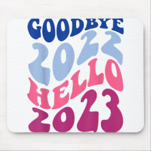 Retro Groovy Goodbye 2022 Hello 2023 New Year’s Ev Mouse Mat