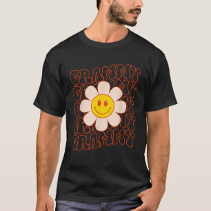 Retro Groovy Grammy Happy Face Smile Daisy Flower T-Shirt