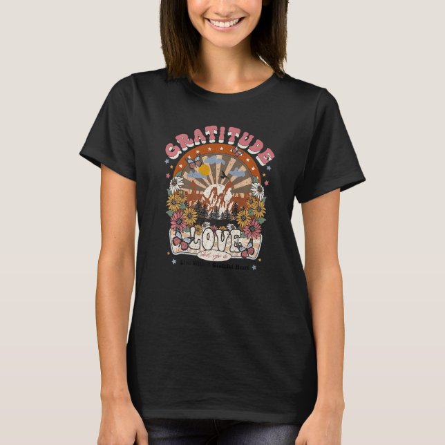 Retro Groovy Gratitude Love Outdoor Adventure Wild T-Shirt (Front)