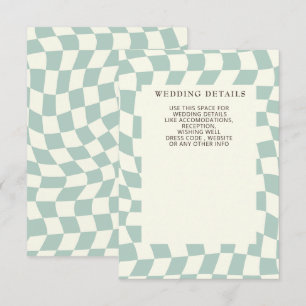Retro Groovy Green Chequerboard Wedding Enclosure Card