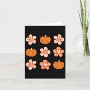 Retro Groovy Halloween Fall Hippie Pumpkin Floral Card