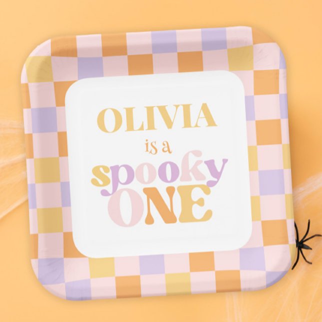Retro Groovy Halloween First Birthday Paper Plate (Creator Uploaded)