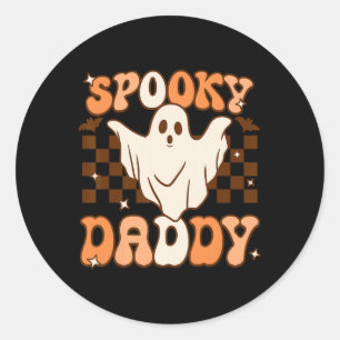 Retro Groovy Halloween Ghost Spooky Daddy Costume Classic Round Sticker