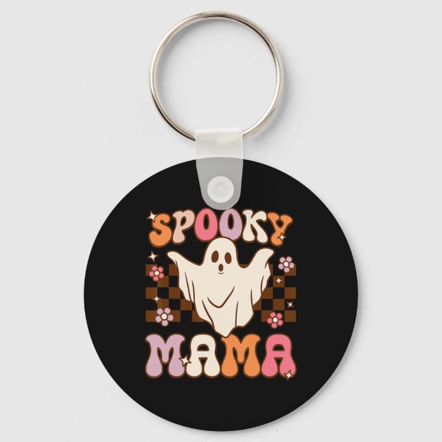 Retro Groovy Halloween Ghost Spooky Mama Costume  Key Ring (Front)