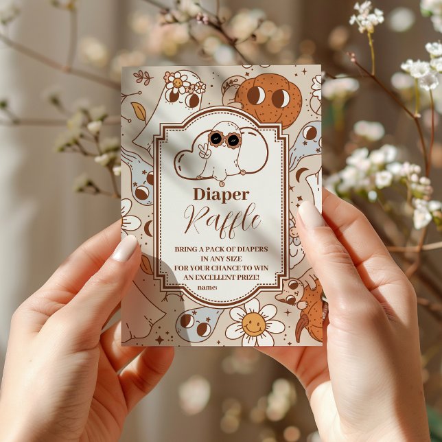 Retro Groovy Halloween Little Boo Raffle Diapper Enclosure Card (Creator Uploaded)