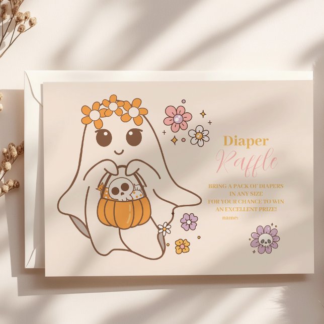 Retro Groovy Halloween Little Boo Raffle Diapper Enclosure Card (Creator Uploaded)