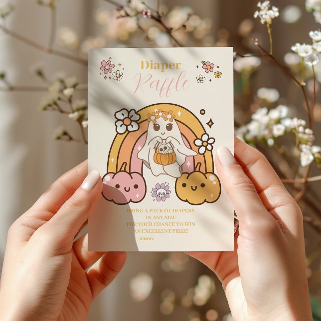 Retro Groovy Halloween Little Boo Raffle Diapper Enclosure Card (Creator Uploaded)