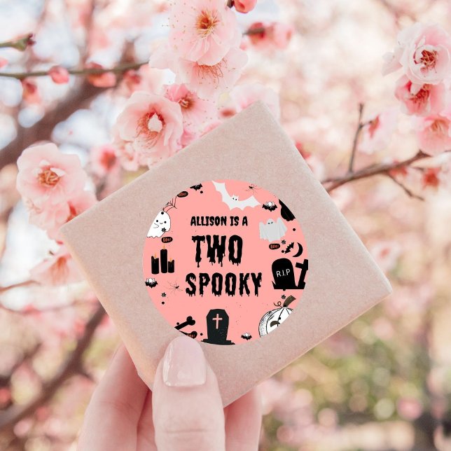 Retro Groovy Halloween spooky one first birthday  Classic Round Sticker (Creator Uploaded)